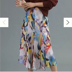 Anthropologie Multicolor Abstract Midi Skirt